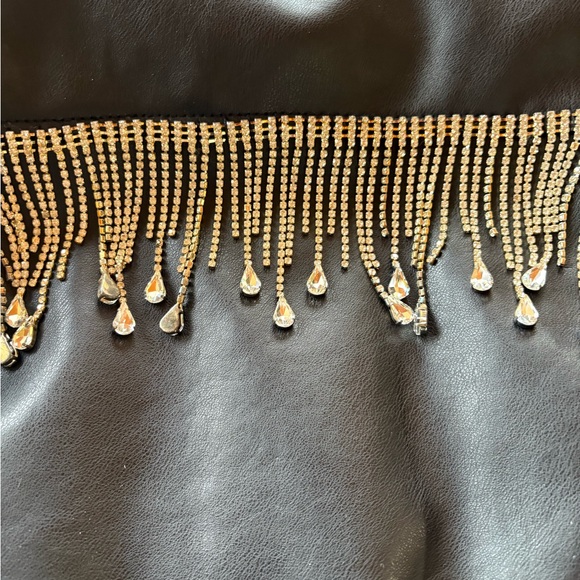 RODEO QUINCY Black Leather Jacket with Leopard lining and sequin detailing - Picture 5 of 7